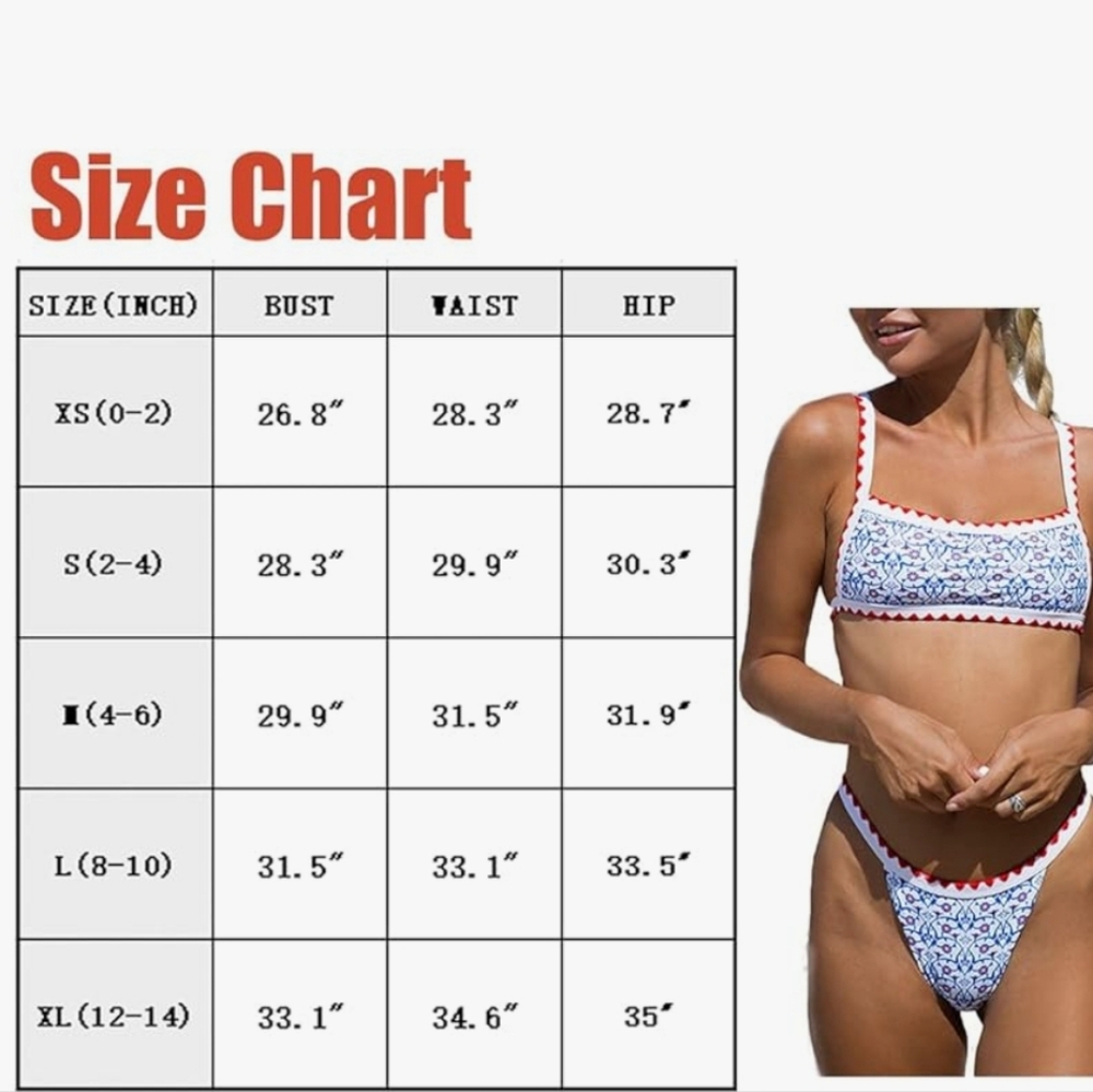 Sexy Thong Bikini Ditsy Floral Color Blue/white sz S - Picture 5 of 8